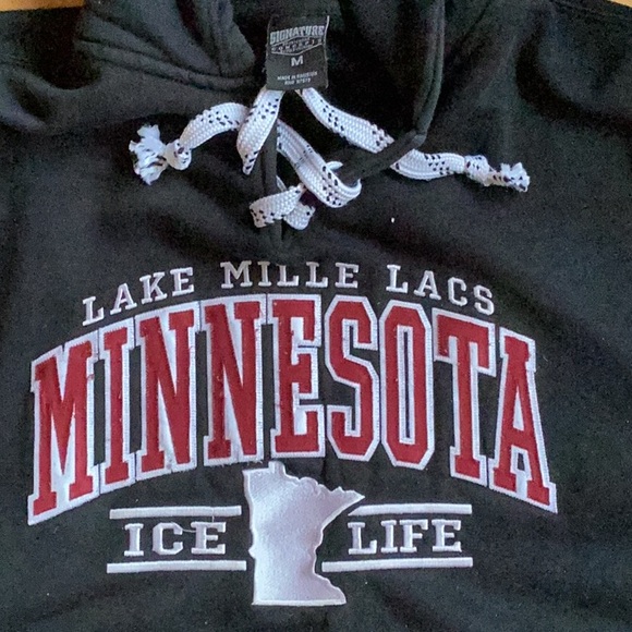 🎣 Lake Mille Lacs HOODIE ICE LIFE MINNESOTA WALLEYE Sweatshirt Jacket Sz M - Picture 2 of 16
